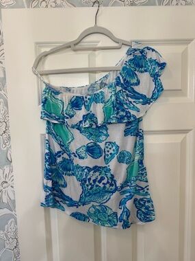 Lilly Pulitzer one-shoulder ruffle top